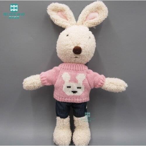 30cm doll clothes for 1/6 BJD Doll rabbit Cat Bear Plush Pink sweater + denim shorts