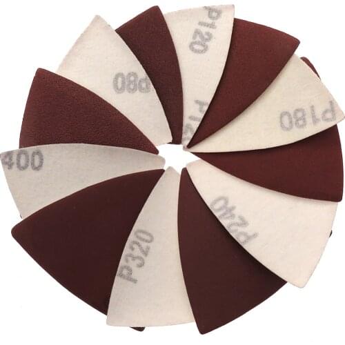 60 Pcs 80*80*80mm Sanding Sheets Triangle Red Sandpaper Hook & Loop 80 To 400 Grits Abrasive Sanding Disc For Wood Sanding