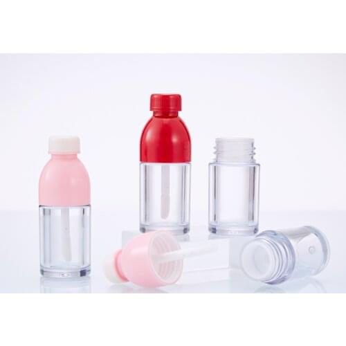 8ml New Arrival Empty Lip Gloss Tube Clear Plastic cola Lip Gloss Bottle Pink Cap Cosmetic Lipgloss Packaging Container 40Pcs