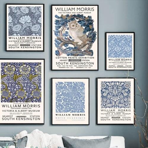 Abstract William Morris Flower Leaf Bird Wall Art Canvas Painting Nordic Posters And Prints Wall Pictures For Living Room Decor