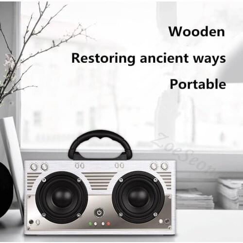 Bass Retro Wooden Wireless Bluetooth Speaker Boombox Subwoofer Portable Sound Box Support TF MP3 Player card/usb disk AUX