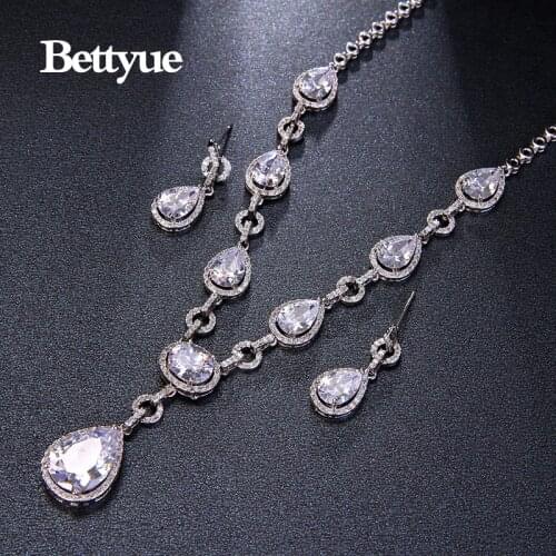 Bettyue Brand Charm Luxury High Quality Cubic Zircon White Gold Color Gothic Style Wedding Jewelry Sets For Woman Party Gifts
