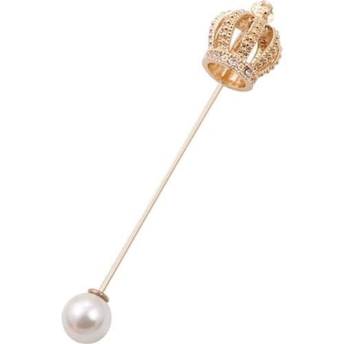 Brooch Pins Broches Fashion Cute Women Light Gold Color Crown And Simulated Pearl Detachable Brooches And Pin For Clothing