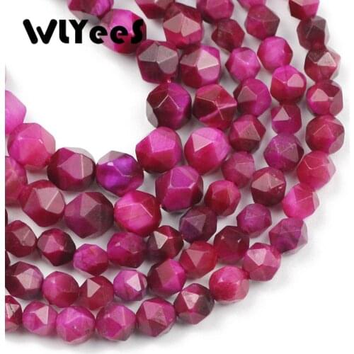Natural Rose Red Tiger Eye Beads Faceted Beads Stone Spacer Loose Beads for DIY Necklace Bracelet Jewelry Making Accessories 15"