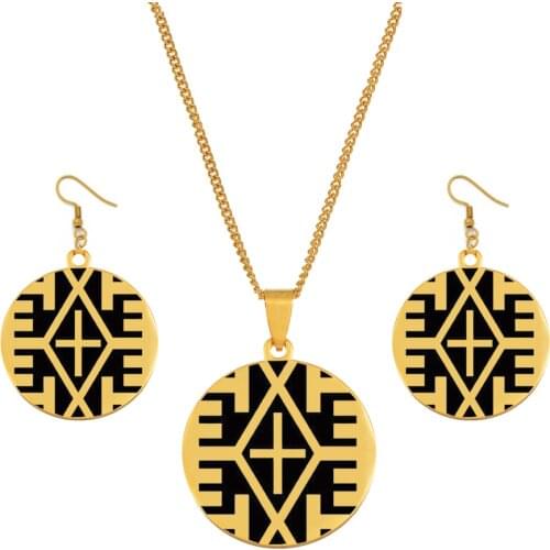 Anniyo Black print, no pattern on the back of the pendant and earrings