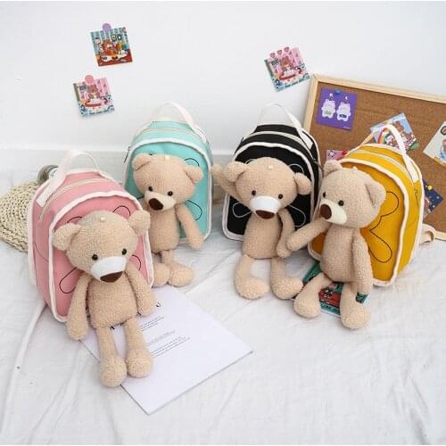 Cute plush bear children bag new backpack net red small backpack tide boys and girls student school bag