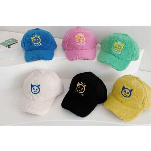 Cartoon Pattern Baby Baseball Hats Kids Boys Girls Artificial Lambwool Thicken Warm Hat Autumn Winter Children Caps 6 Colors