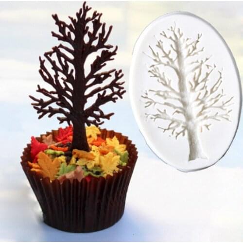Little Tree Silhouette Moulds Fondant Cake Decor Tools Silicone Molds Sugarcraft Chocolate Baking Tools for Cakes Gumpaste Form