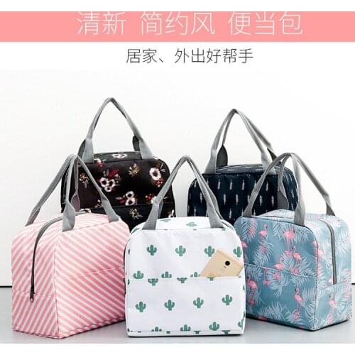 Functional Pattern Cooler Lunch Box Portable Insulated Canvas Lunch Bag Thermal Food Picnic Lunch Bags For Women