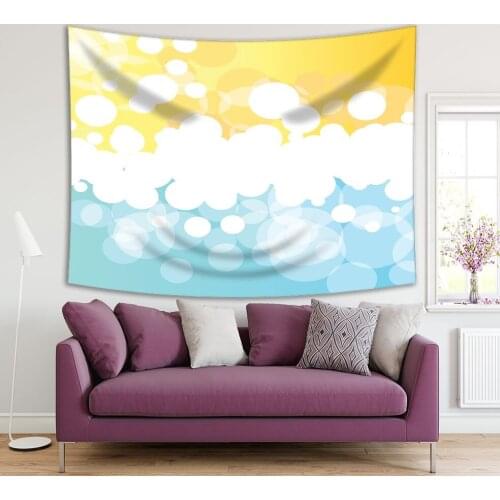Tapestry Abstract Sandy Beach and Sea Sunny Summer Day Sunlight Reflection on Ocean Art Yellow Blue White