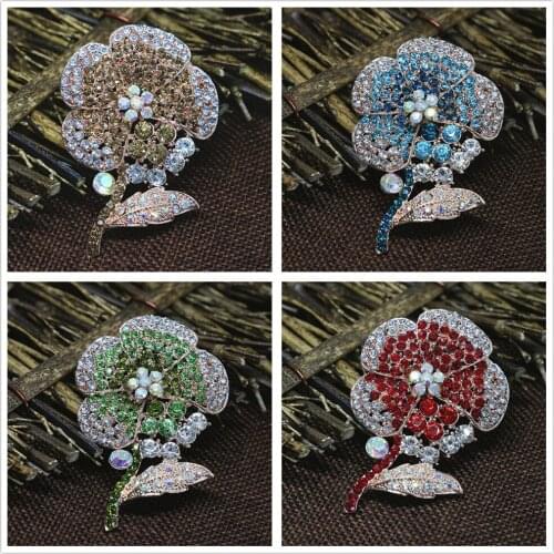 Delicate rose gold-color sunflower brooches high quality rhinestone crystal girls clothes unique pins jewelry V