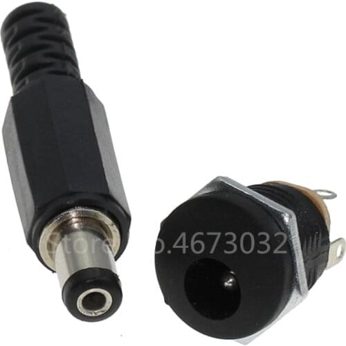 10pcs 5Set DC Connector 5.5*2.1 5.5x2.1mm DC Power Connector Male Female Total DC-022 5.5x2.5mm 5.5*2.5 Power Socket Plug Jack