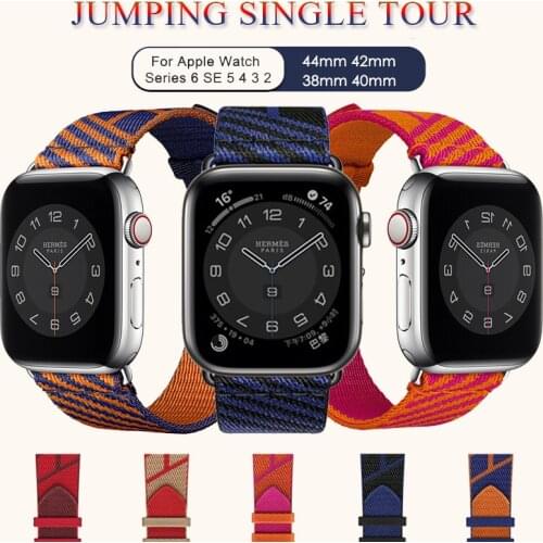 Leather loop Bracelet for Apple Watch Band 44mm 40mm Jumping Single Tour Strap for IWatch SE 6 5 4 for IWatch SE 6 5 4 Correa
