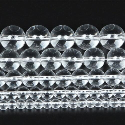 Natural Stone White Smooth Transparent Charm Round Loose Beads For Jewelry Making Needlework Bracelet DIY 15'Strand 4-12 MM