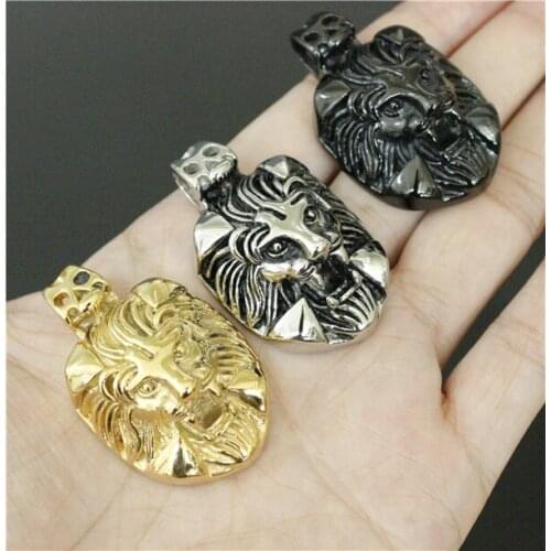Cool Golden Fashion Black Lion King Pendant Stainless Steel Cool Mens Pendant Jewelry Accessories