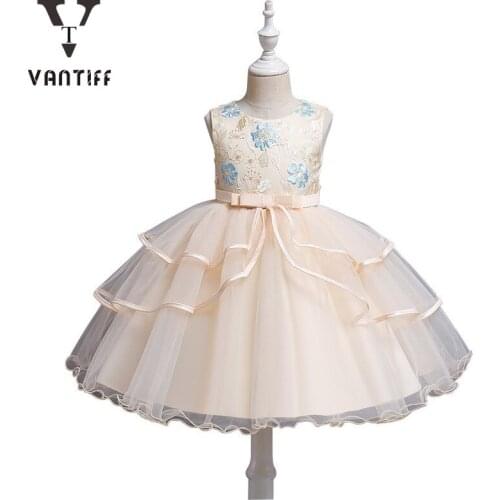 2021 Summer Classic Tulle Flower Girl Dress with Bow Lace Appliques for Wedding Birthday Ball Gown First Holy Communion Dresses