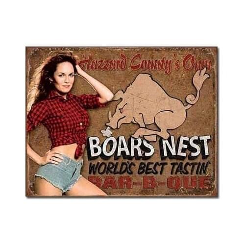 MMNGT Dukes of Hazzard - Boars Nest Distressed Retro Vintage Tin Sign TIN Sign 7.8X11.8 INCH