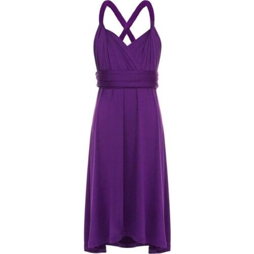 Fashion New Flower Girls Dress Backless Purple Long Dress Wedding Party Wrap Convertible Multi Way Dress for Girls Bridesmaid