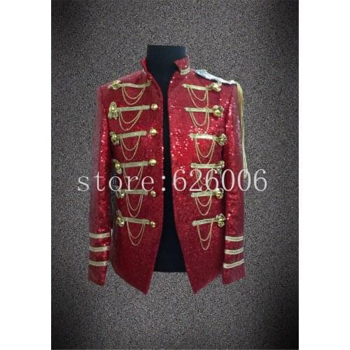 2015 New style Male singer Dj twirled service gd paillette costume the groom suit Nightclub bar singer male dance jacket outwear