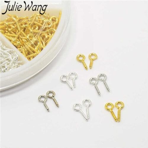 Julie Wang 1 BOX 8/10mm Iron Sheep Eye Nail Mixed 3 Colors Accessories Set Screw Necklace Bracelet Earrings Jewelry Making