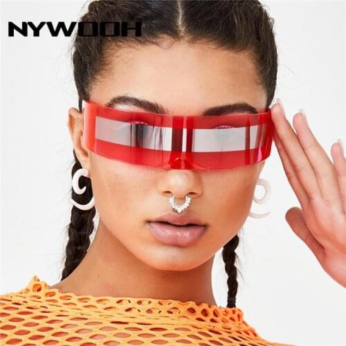 NYWOOH Future Wrap Around Goggle Women Men Sunglasses Weird Siamese Fashion Glasses Party Sun Glasses