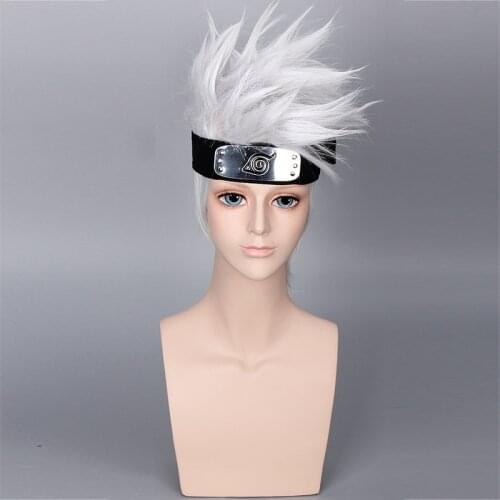 Anime NARUTO Hatake Kakashi Cosplay Wig Silver White Short Heat Resistant Sythentic Hair Wigs
