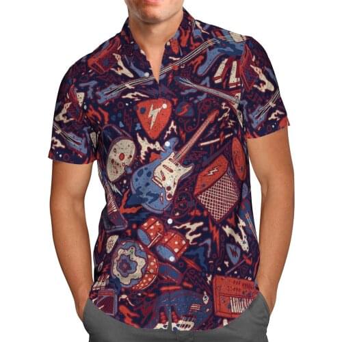 Rock Music 3D Beach Hawaiian 2021 Summer Anime Shirt Short Sleeve Shirt Streetwear Oversized 5XL Camisa Social Chemise Homme-901