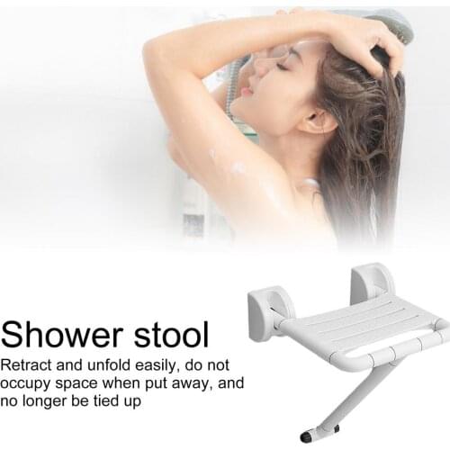 Shower Folding Stool Bathroom Safety Wall-mounted Chair Stainless Steel Screws Solid Toilet Seat Benches