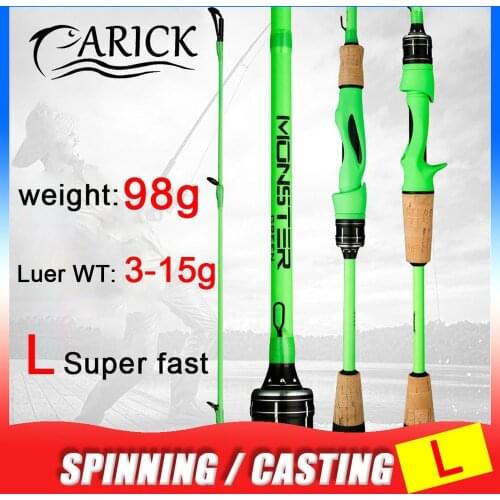 98g Ultra Light Casting Spinning Fishing Rod Pole 2 Section Lure 3-15g Travel 1.93m 2.13m L Fast Carbon Fishing Rod Tackle