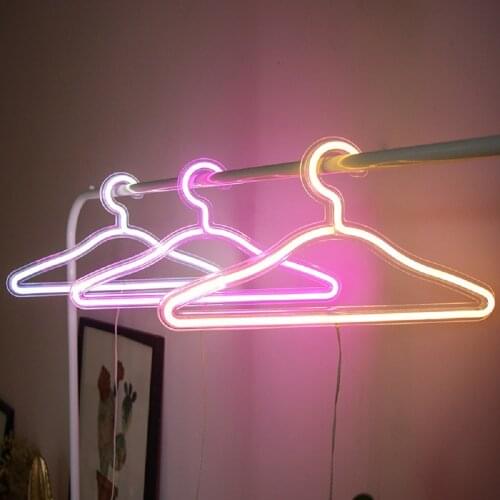 LED Clothing Hanger Decorative Neon Light Sign Clothes Stand USB Power Hanger for Shop Wedding Dress Store Bedroom Art Decor