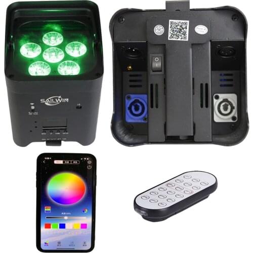 EU Stock 6x18W RGBAW UV 6in1 LED par light battery powered wireless led uplight Smart DJ Stage Lighting With Powercon Port