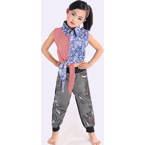 2PCS/SET Boy Girl Hip Hop Dance Wear Stage Costumes For Kids Sequins Mordern Jazz Top&Harem Pants Clothing Set