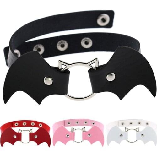 Sexy Gothic Punk Harajuku Halloween Vampire Bat Choker Collar Necklace For Women Adjustable Leather Chocker Necklaces Jewelry