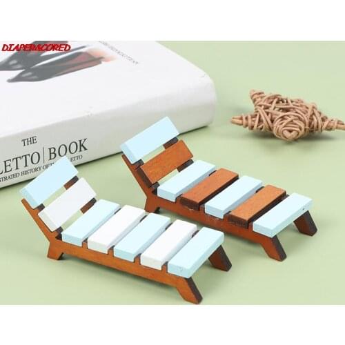 1:12 Dollhouse Doll House Beach Chair Mini Furniture Miniature Model Wooden Color Matching Chair Decoration Decoration