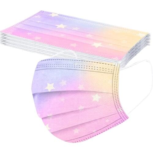 10PC Adult Tie-dye Gradient Printed Three-Layer Dust-Proof Disposable mascarilla Monder Scarf Halloween Cosplay MasK