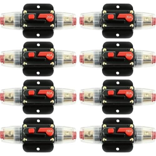150A 100A 80A 60A 50A 40A 30A 20ACar Truck Audio Amplifier Circuit Breaker Fuse Holder Stereo Amplifier Refit Fuse Holder