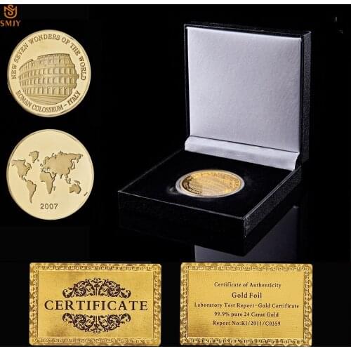2017 New World Seven Wonders Italian Colosseum Euro Gold Challenge Commemorative Coin W/Luxury Box