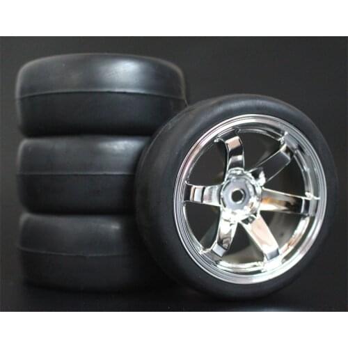 4pcs 1/10 RC Soft Rubber Touring Tire Tyre Wheel Rim