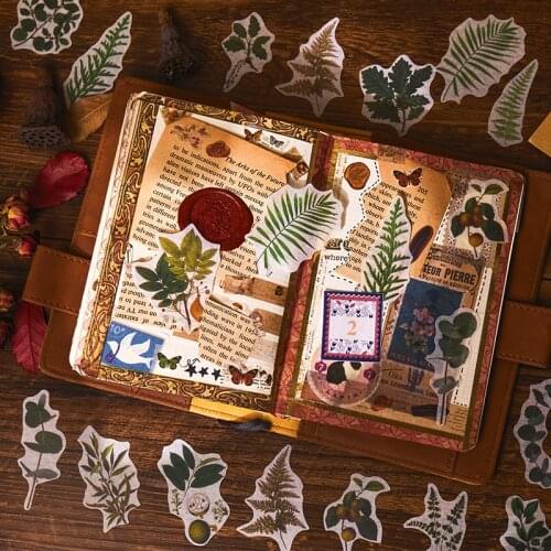 60 Pcs Retro Stickers Set Vintage Flower Plant Stickers Retro Aesthetic Scrapbook Sticker Diy Decorative Decals For Album Diary
