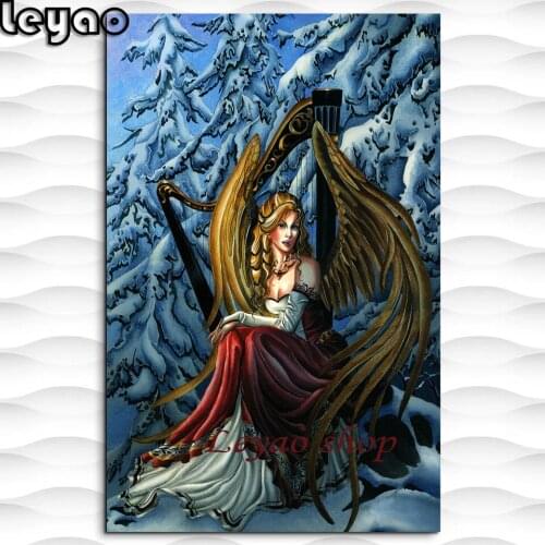 5d Diy Diamond Painting Snow Scenic Angel Picture Of Rhinestones Diamond Embroidery Full Drill Cross Stitch Beaded Handmade Gift