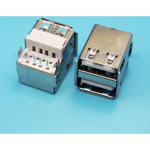 Free shipping double USB 2.0 Connector New Double USB Jack USB Connector sink type