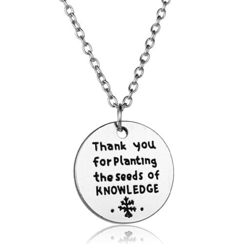 Thanks Teacher Tutor Pendent Necklace Thank You For Planting The Seeds Of Knowledge Woman Teachers Tutor Guider Mentor Necklaces