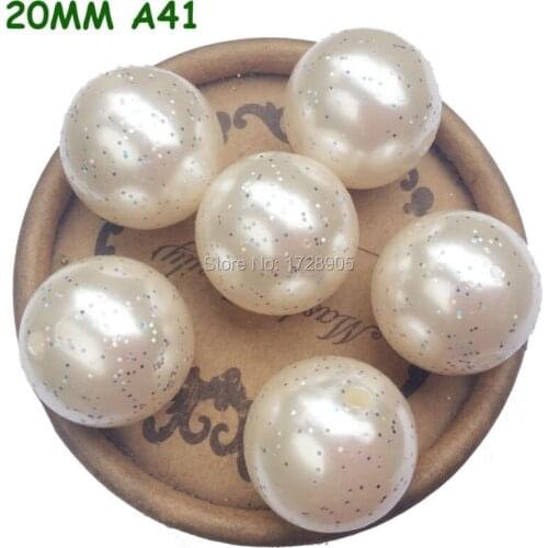 Beads for Jewelry making abs Pearls Beads 20mm 110pcs Acrylic Beads Glitter Beads Powder Pearl Beads A41 Ivory Pearl Beads