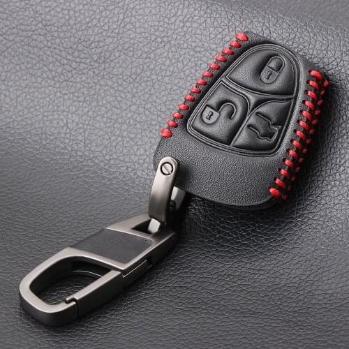 Genuine Leather Cover For Mercedes Benz B C E ML S CLK CL 3 Buttons Remote Key Fob Case
