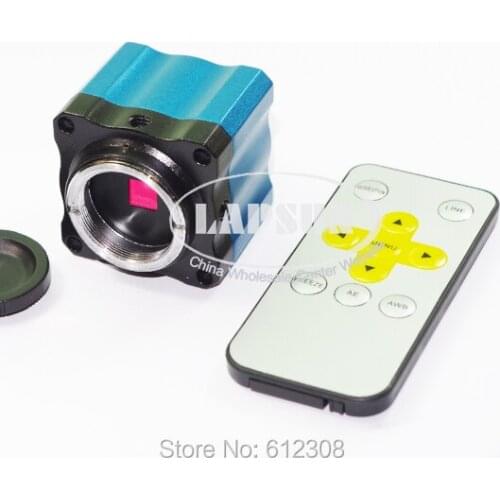 2MP CMOS HD Digital IR Remote Control C-mount Microscope Camera Magnifier VGA Output for PCB Soldering Lab Industry Industrial