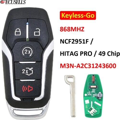 Keyless Entry Remote Car Key 868Mhz 49 Chip for Ford Mustang Fusion Taurus F-450 F-150 Explorer Edge Mondeo FCC: M3N-A2C31243600