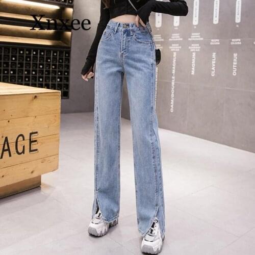 Jeans Women Solid Vintage High Waist Wide Leg Denim Trousers Simple Students All-match Loose Fashion Harajuku Womens Chic Casual