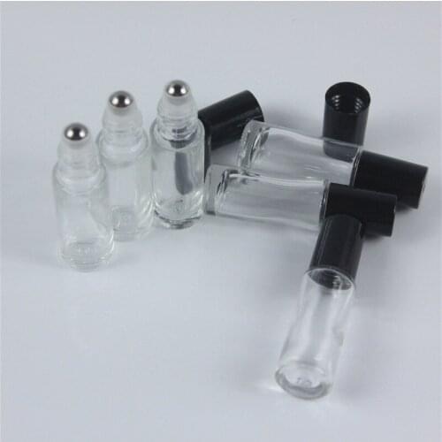 Dhl free 100pcs/lot 5ml 1/3oz THICK ROLL ON GLASS BOTTLE Fragrances ESSENTIAL OIL Perfume bottle clear Roller ball