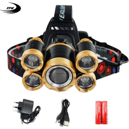 FTW bicycle light 5 LED T6 bike front light zoom USB rechargeable 18650 headlight flashlight lamp wateproof strong power F2081