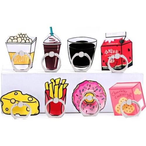 Donuts Foods Cheese Finger Ring Mobile Phone Stand Holder Car Bracket Mobile Phone Suporte Celular For iPhone 11 All SmartPhone